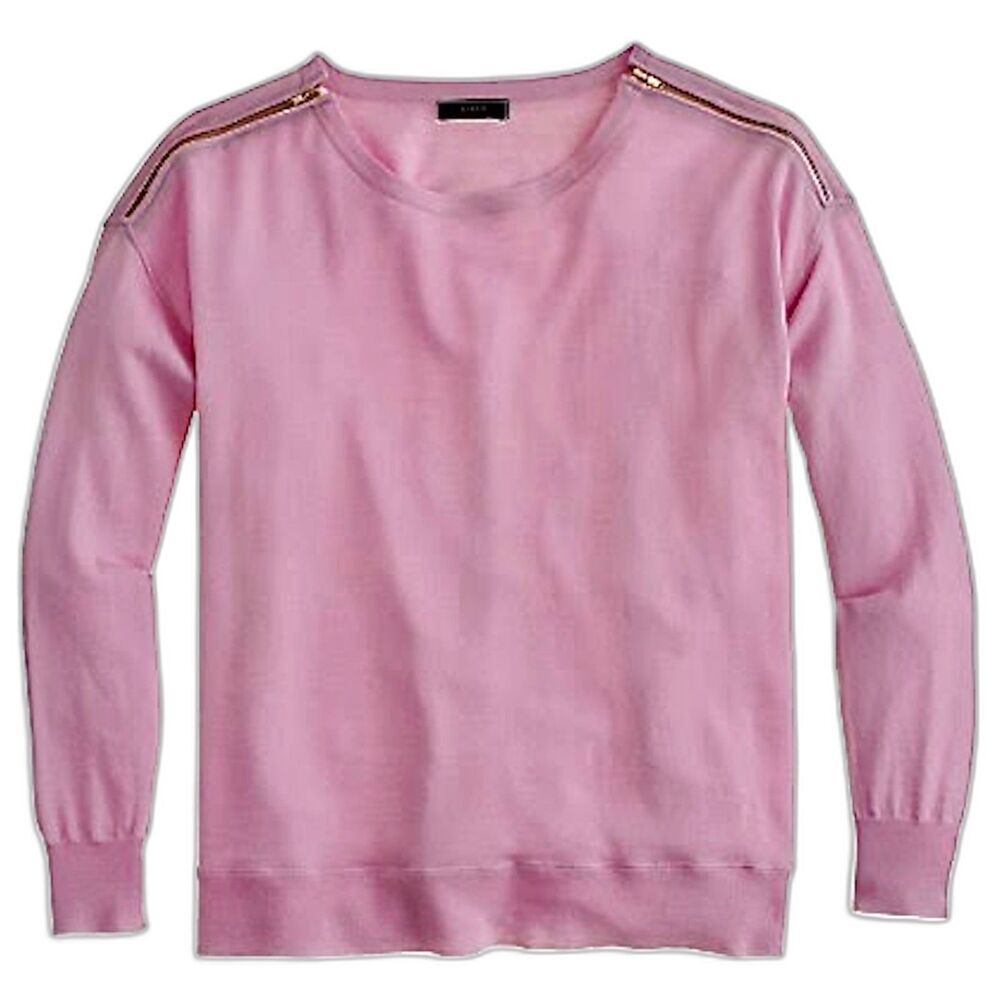 J.Crew Light MERINO WOOL Zip Shoulder Lavender IndieSleaze Boxy Sweater Sz S (M)